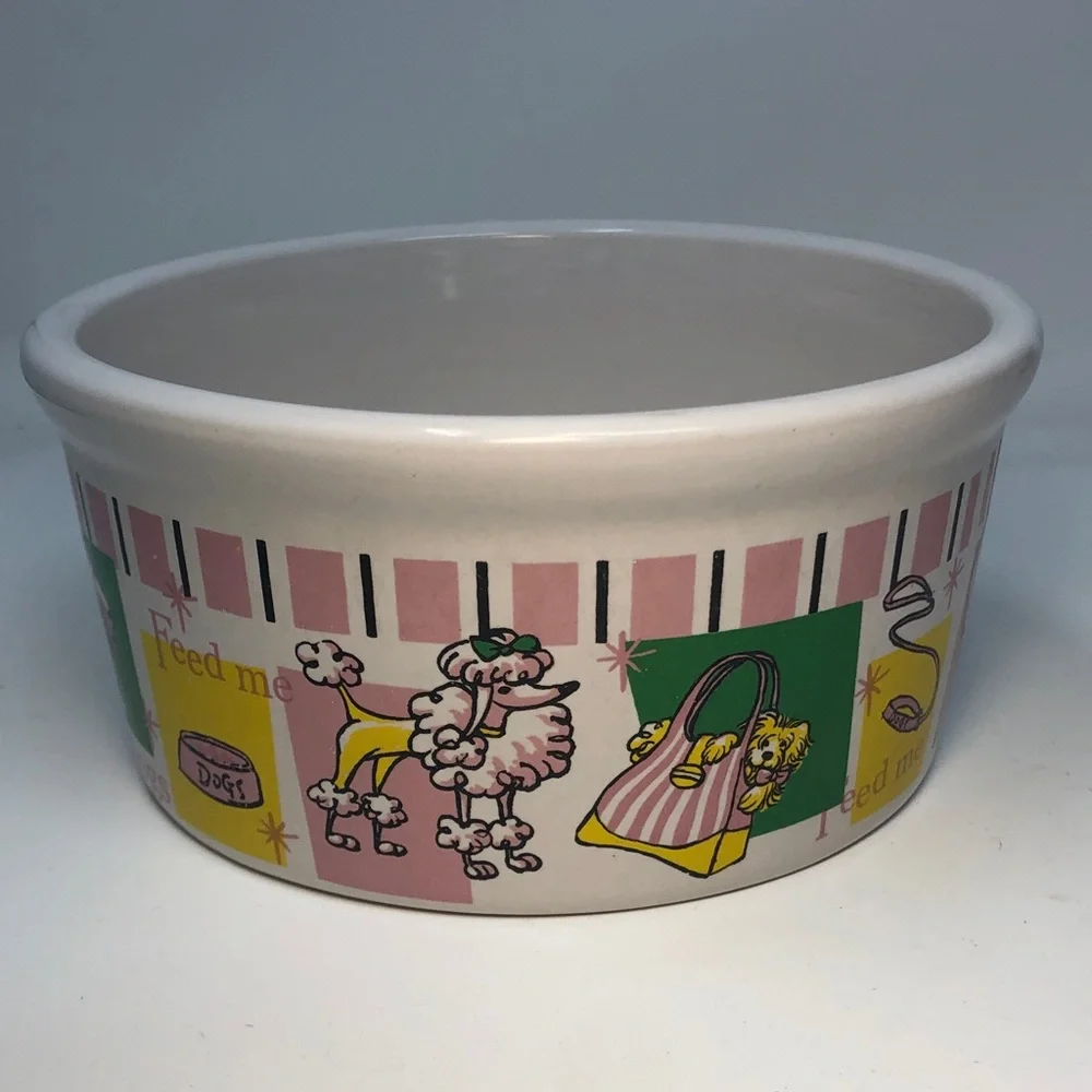 Colorful Ceramic large Dog Bowl with dog Design